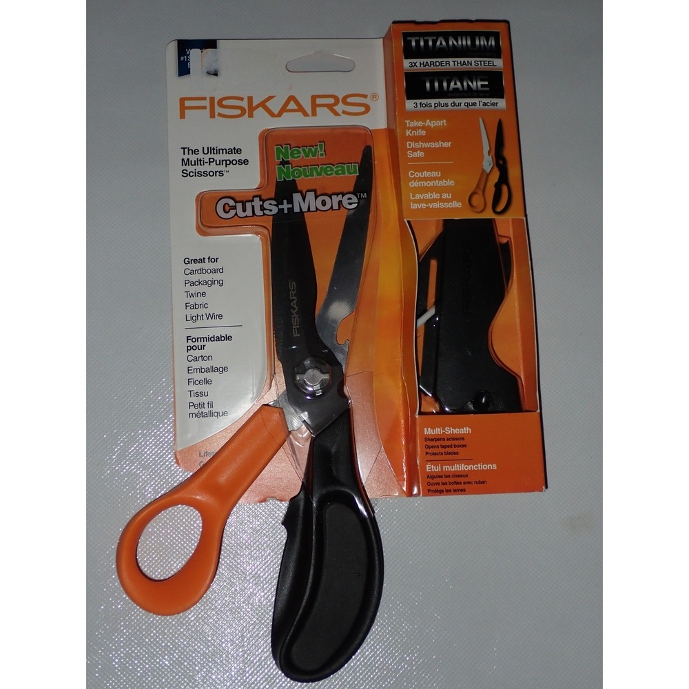 Fiskars Cuts+More Multi-Purpose Scissors Titanium Blade with Sheath 9 Inch